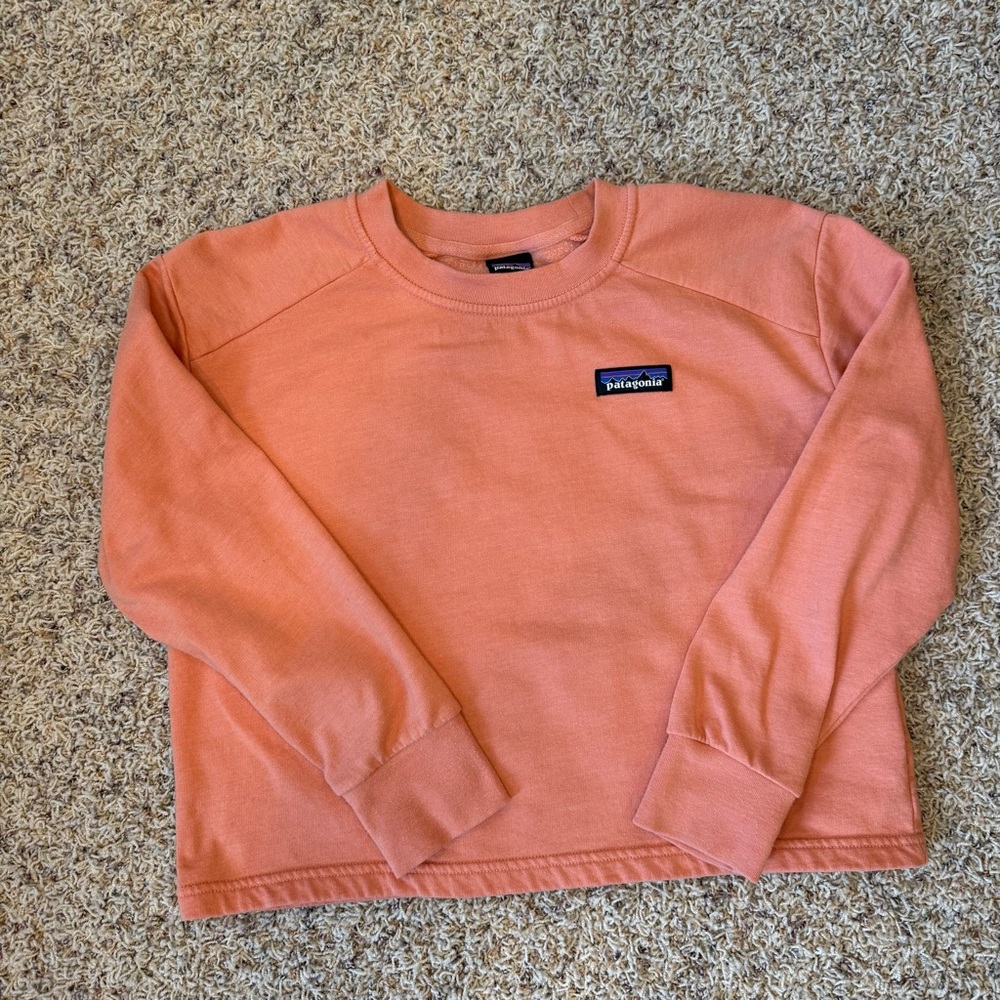 Patagonia Crewneck Sweatshirt Girls M Coral Orange Organic Cotton Pullover - Picture 11 of 11